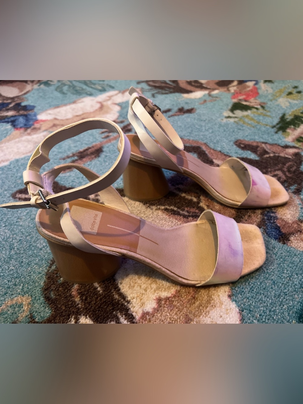 Dolce Vita Iridescent and Tan Block Heel Ankle-Strap Sandals